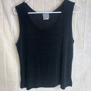 Vtg Rabbit Rabbit Designs Black Soft Knit Tank Top Loose Fit USA Coquette Sz 12P